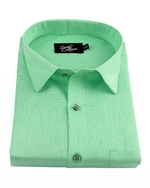 Premium Linen Blend Parrot Green Colour Men's Shirt