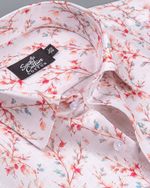 Italian Linen Pushpa Print Cream Pink Mix