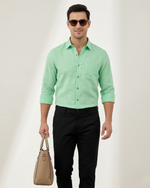 Premium Linen Blend Parrot Green Colour Men's Shirt