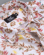 Italian Linen Floral Spring Print Yellow Rust Mix