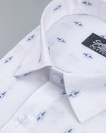 Linen Butta Dot Print Blue Men Shirt