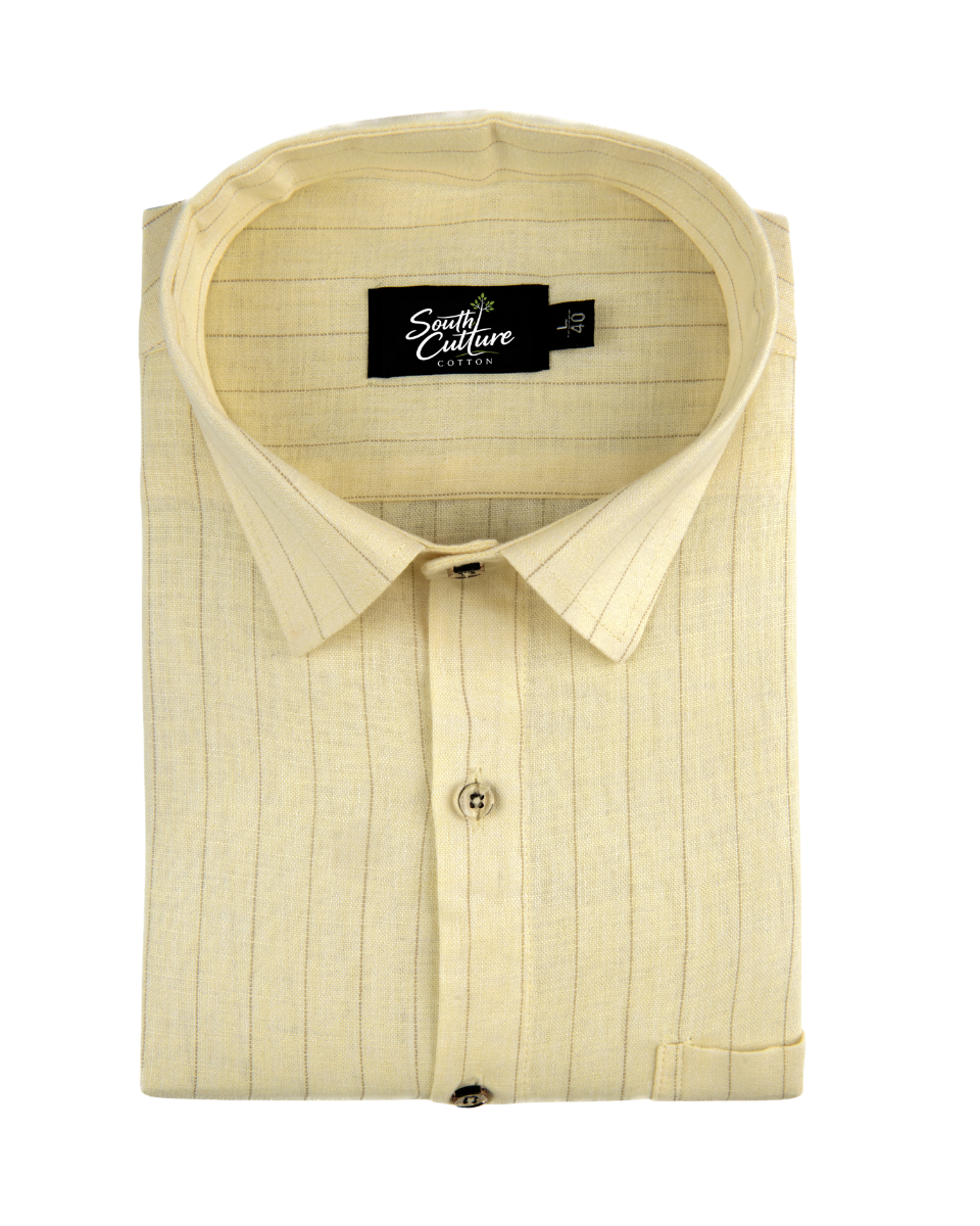 Men’s Yellow Striped Cotton Shirt
