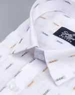 Linen Butta Arrow Print Gold Blue Men Shirt