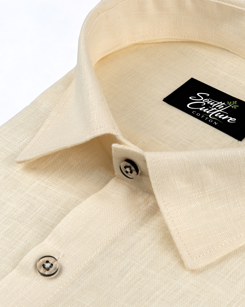 Premium Linen Blend Cream Colour Men's Shirt