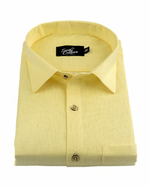 Premium Linen Blend Lemon Yellow Colour Men's Shirt