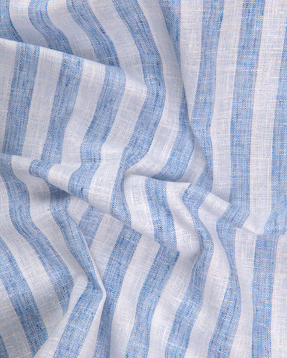 Linen White With Sky Blue Colour Shirt For Men