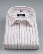 Vertical Stripe Fawn with White Men Shirt