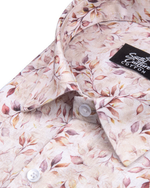 Italian Linen Leaf Whisper Print Dusty Rose Color