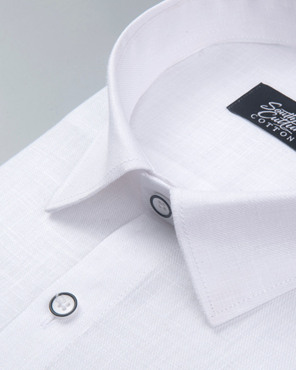 Linen Cotton Pure White Colour Men's Shirt