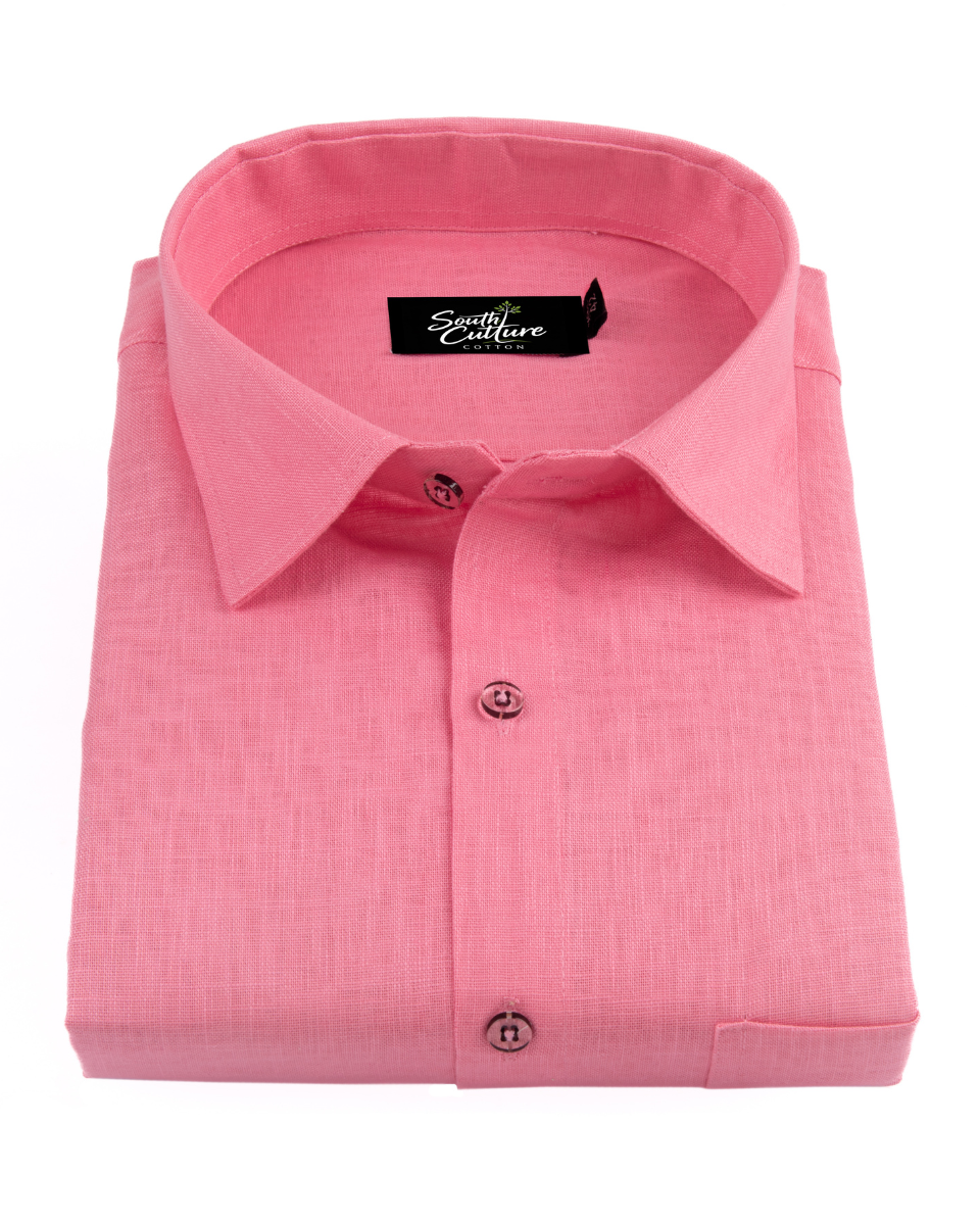 Premium Linen Blend Pink Colour Men's Shirt