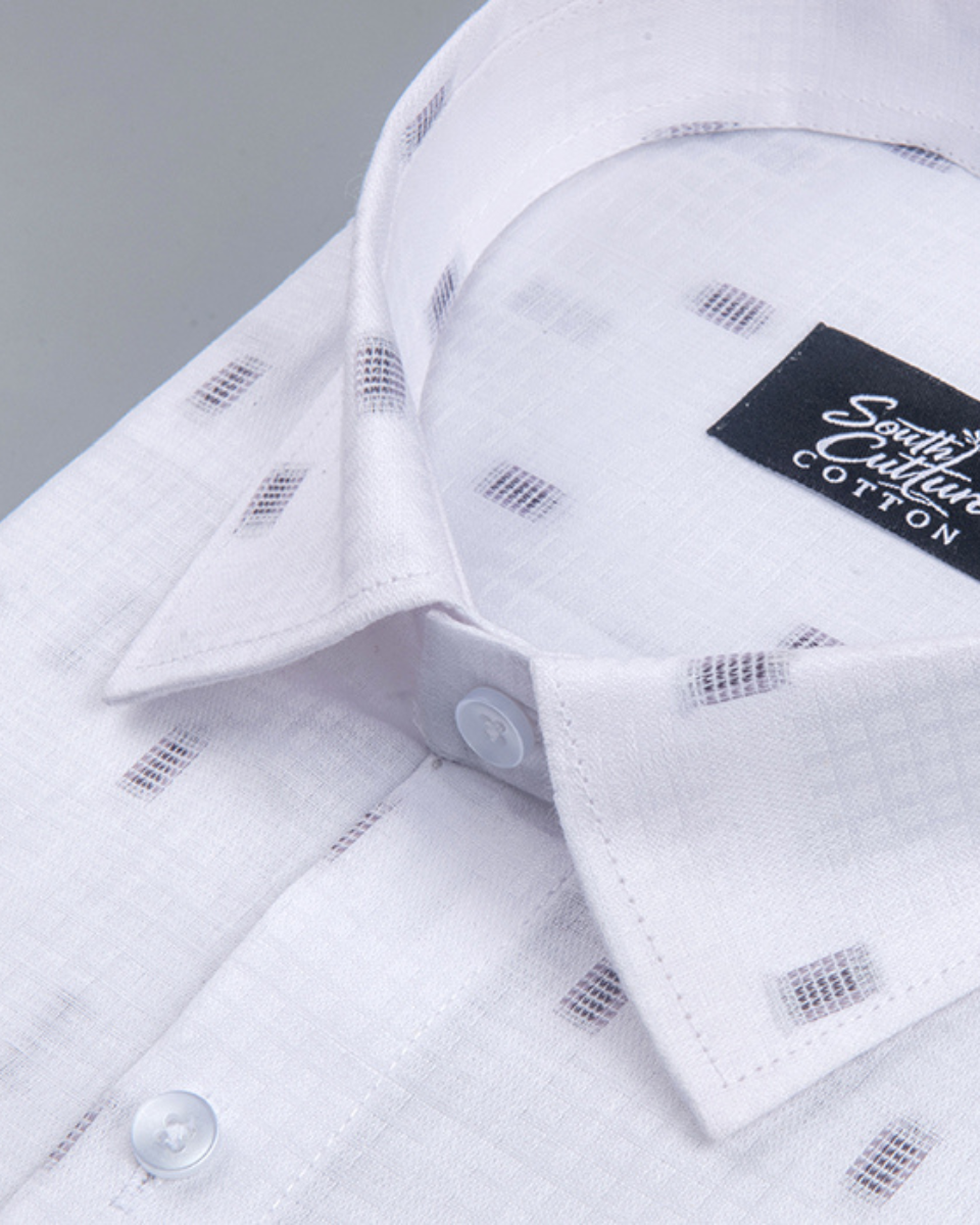 Linen Butta Micro Check Print Blue Touch Men Shirt