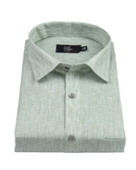 Cotton Linen Pastel Green Colour Shirt for Men