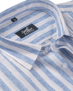 Linen White With Sky Blue Colour Shirt For Men