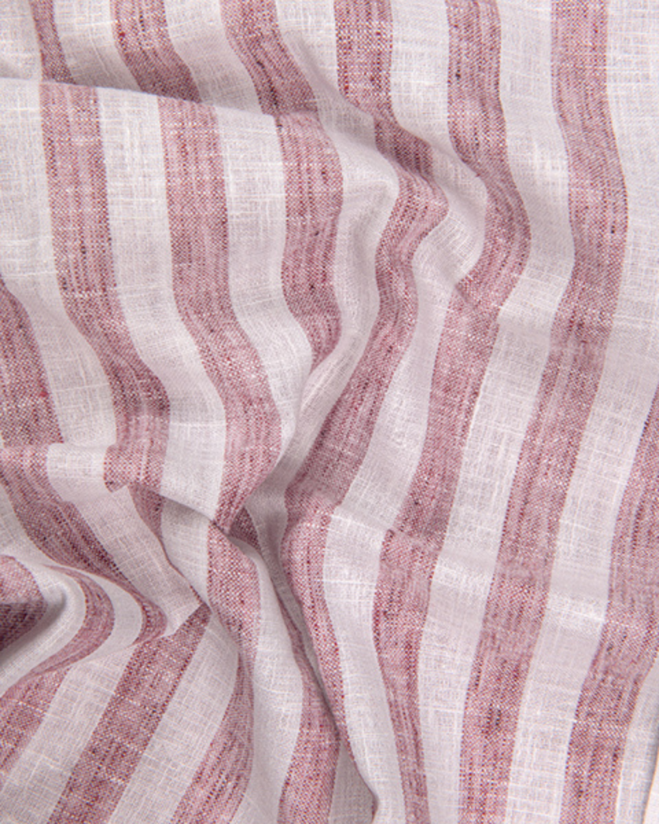 Linen White Pink Colour Patta Print Shirt For Men