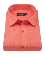 Linen Texture Peach Orange Colour Men's Shirt