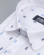 Linen Butta Mini Box Print Sky Blue Men Shirt