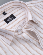 Vertical Stripe Fawn with White Men Shirt