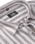 Linen White With Dusty Colour Patta Print Shirt For Men