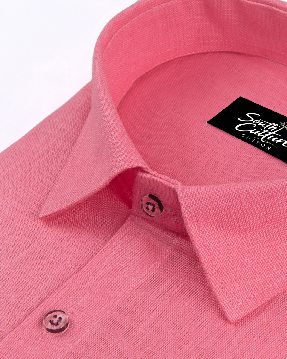 Premium Linen Blend Pink Colour Men's Shirt