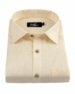 Premium Linen Blend Cream Colour Men's Shirt