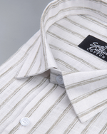 Vertical Stripe Olive Green with White Men Shirt