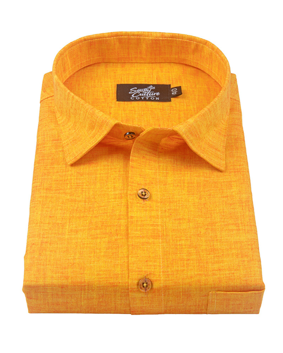 Linen Texture Mango Gold Colour Men's Shirt