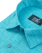 Linen Texture Sky Colour Men's Shirt