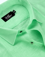 Premium Linen Blend Parrot Green Colour Men's Shirt