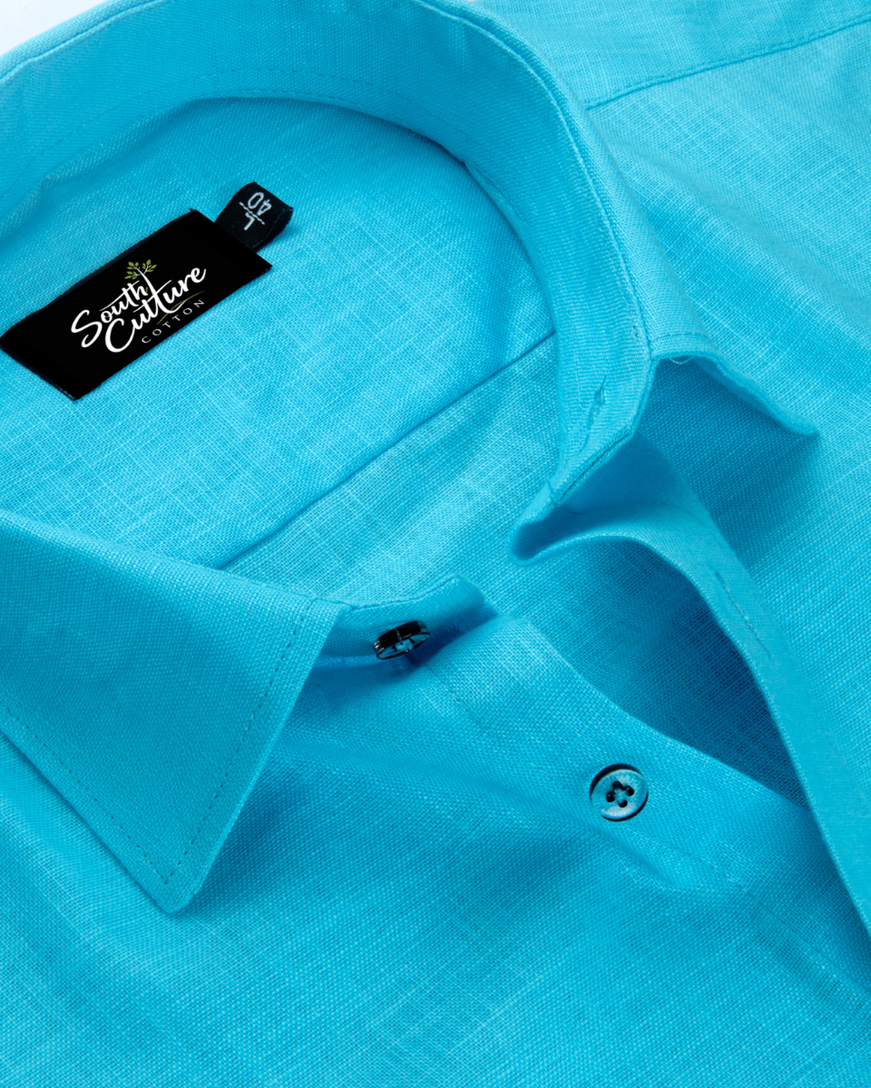 Premium Linen Blend Sky Colour Men's Shirt