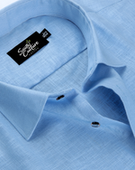 Premium Linen Blend Sky Blue Colour Men's Shirt