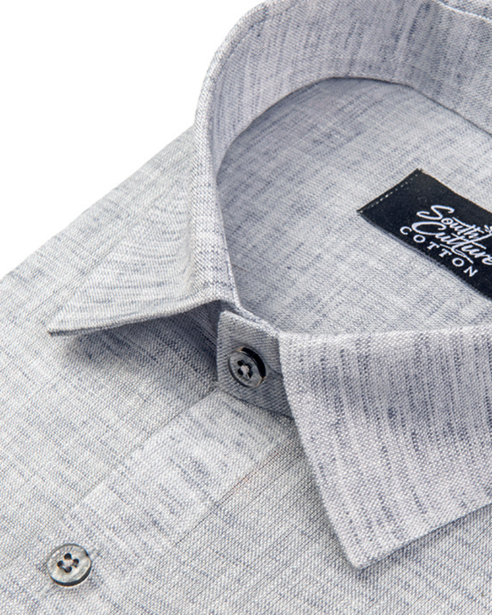 Linen Texture Ash Grey Colour Men's Shirt