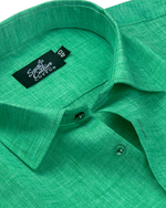 Linen Texture Teal Green Colour Men's Shirt