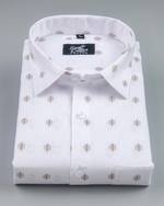 Linen Butta Geo Dot Print Gold Men Shirt