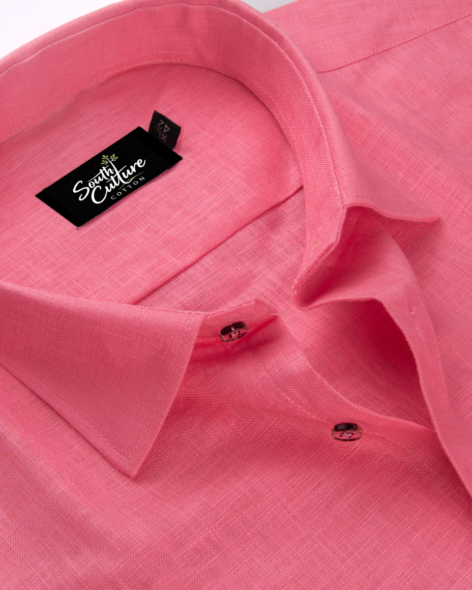 Premium Linen Blend Pink Colour Men's Shirt