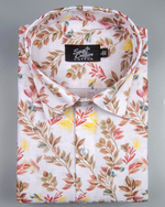 Italian Linen Floral Spring Print Yellow Rust Mix