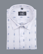 Linen Butta Dot Print Blue Men Shirt