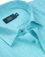 Cotton Linen Aqua Blue Colour Shirt for Men