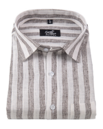 Linen White With Dusty Colour Patta Print Shirt For Men