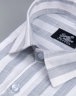 Linen Stripe Gray with White Men Shirt