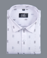Linen Butta Mini Bar Print Navy Blue Men Shirt