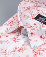 Italian Linen Pushpa Print Cream Pink Mix