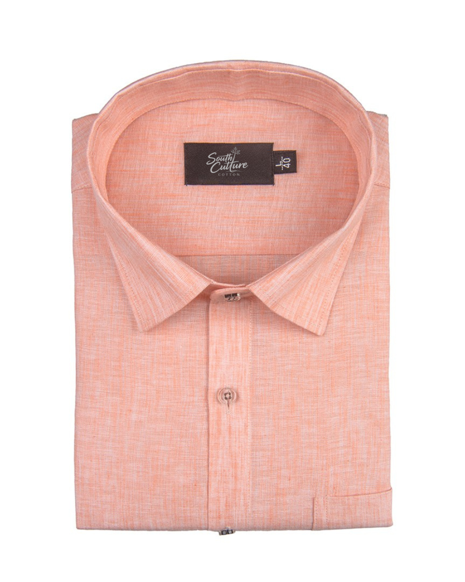 Cotton Linen Peach Colour Shirt for Men