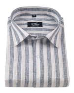 Linen White With Light Grey Colour Patta Print Shirt For Men