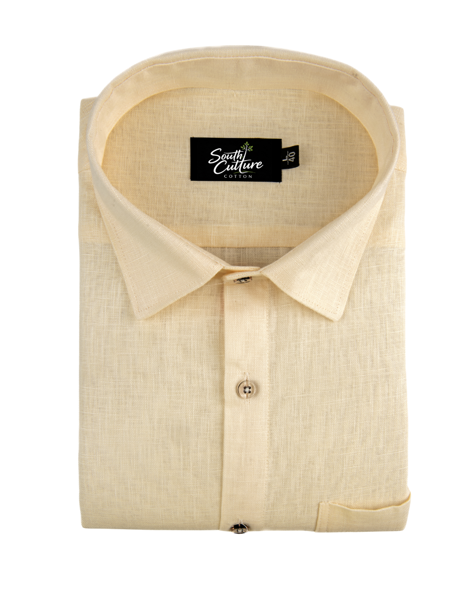 Premium Linen Blend Cream Colour Men's Shirt