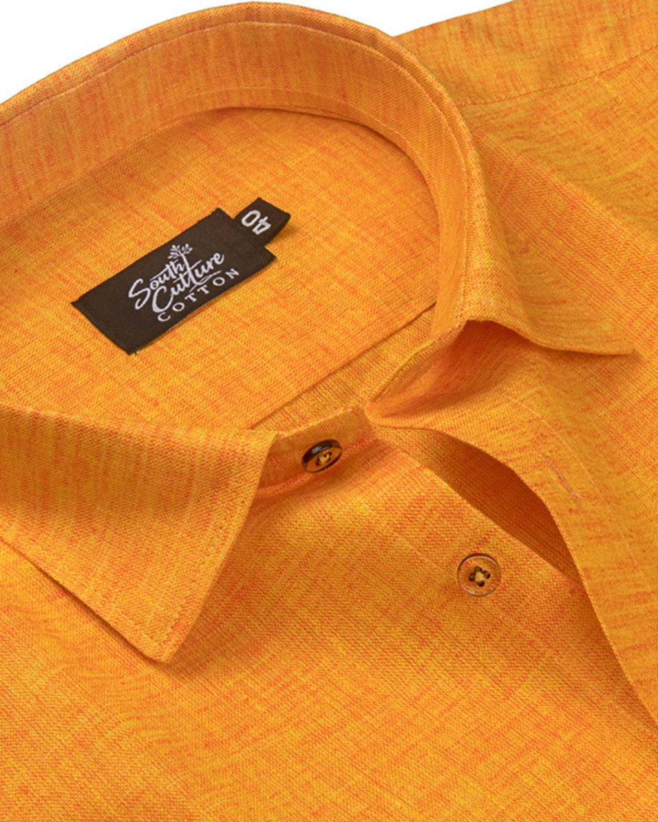 Linen Texture Mango Gold Colour Men's Shirt
