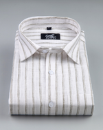 Vertical Stripe Olive Green with White Men Shirt