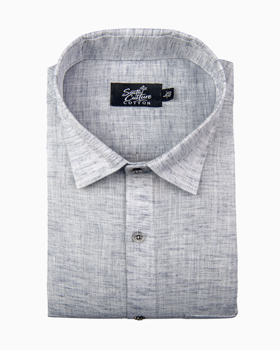 Linen Texture Ash Grey Colour Men's Shirt