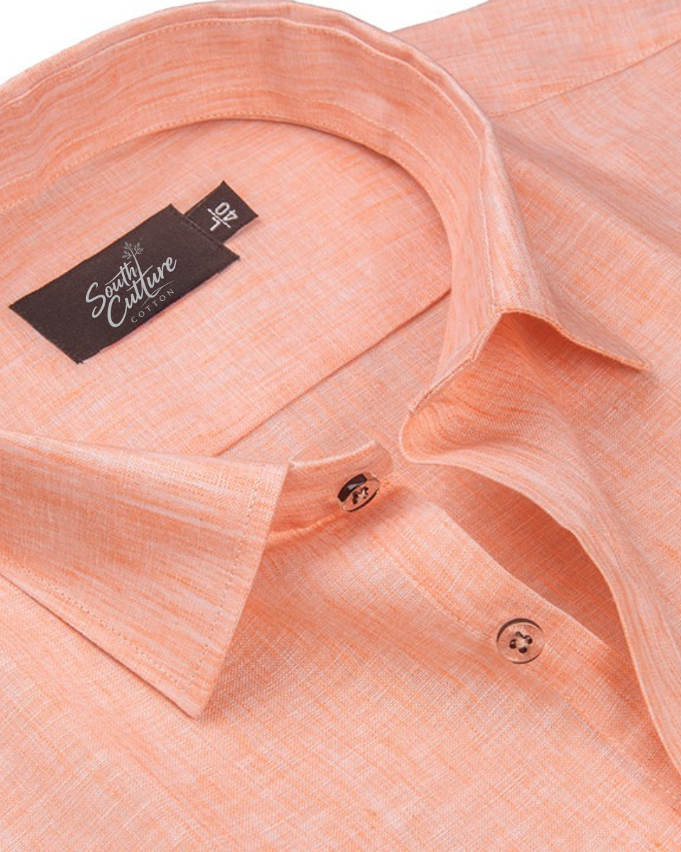 Cotton Linen Peach Colour Shirt for Men