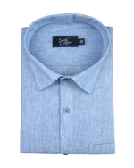Cotton Linen Ice Blue Colour Shirt for Men