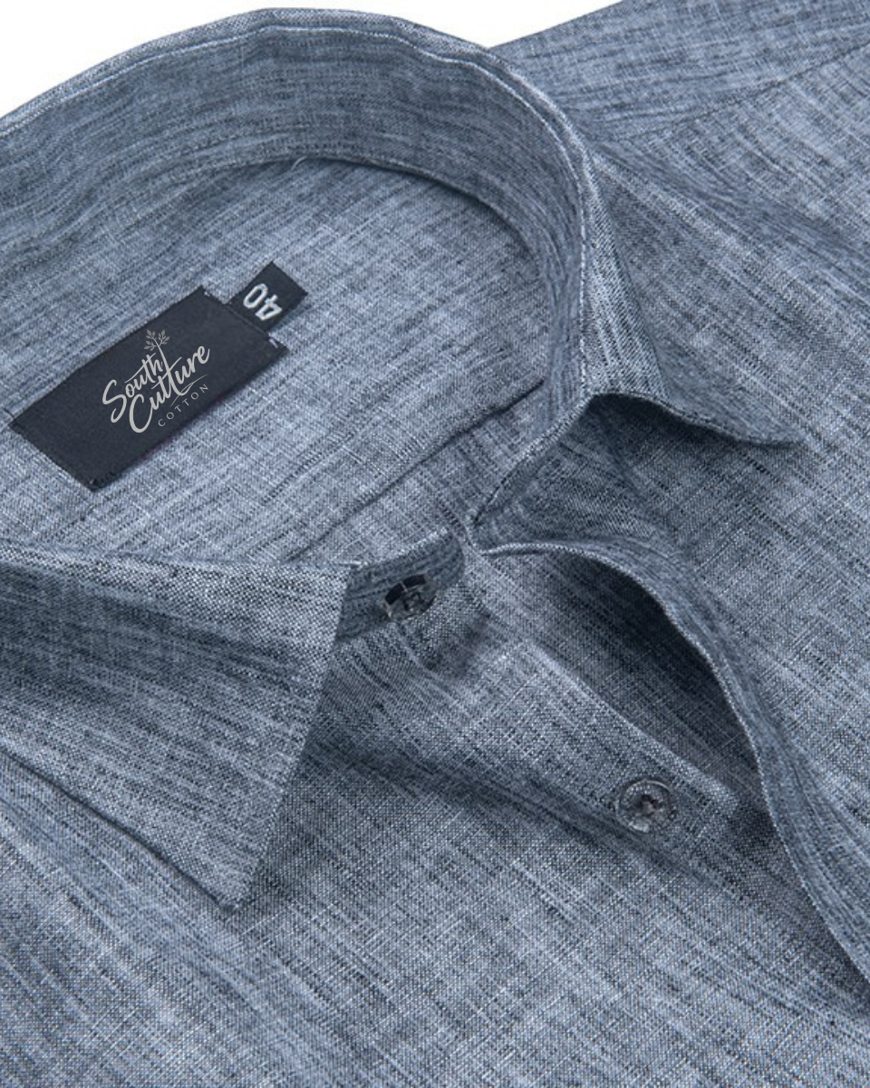 Cotton Linen Dark Gray Colour Shirt for Men